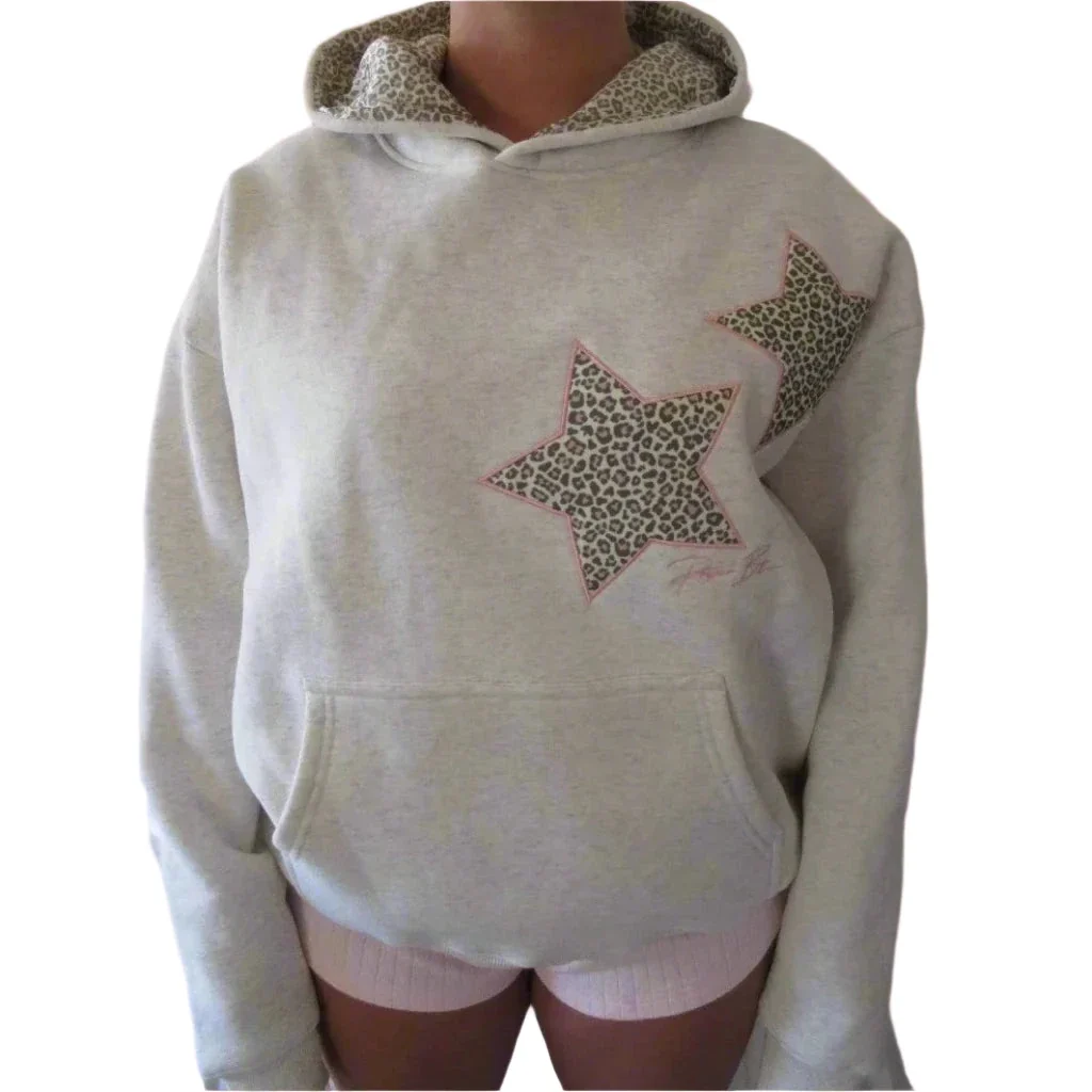 Leopard Star Girl Hoodie – Gray Hoodies & Sweatshirts