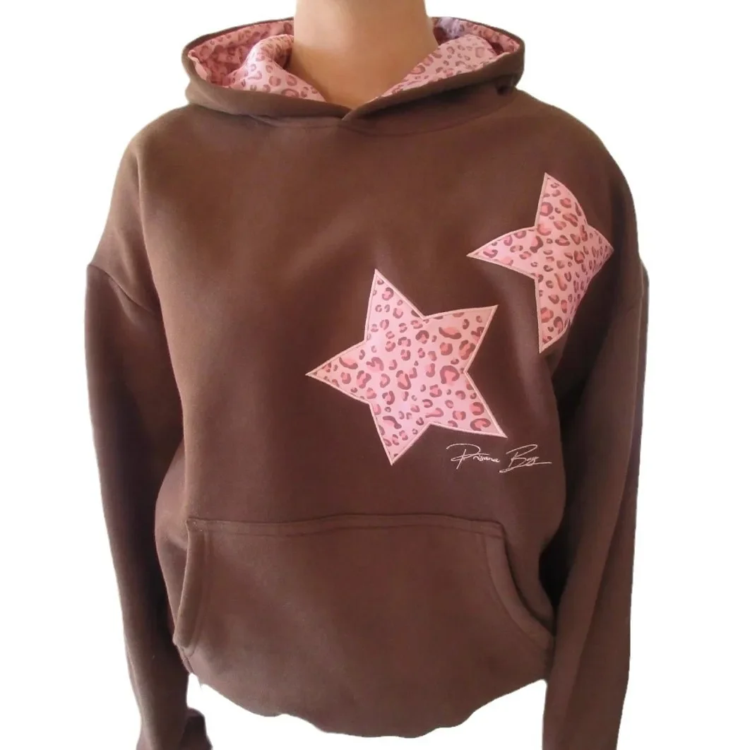 Leopard Star Girl Hoodie – Gray Hoodies & Sweatshirts - Image 8