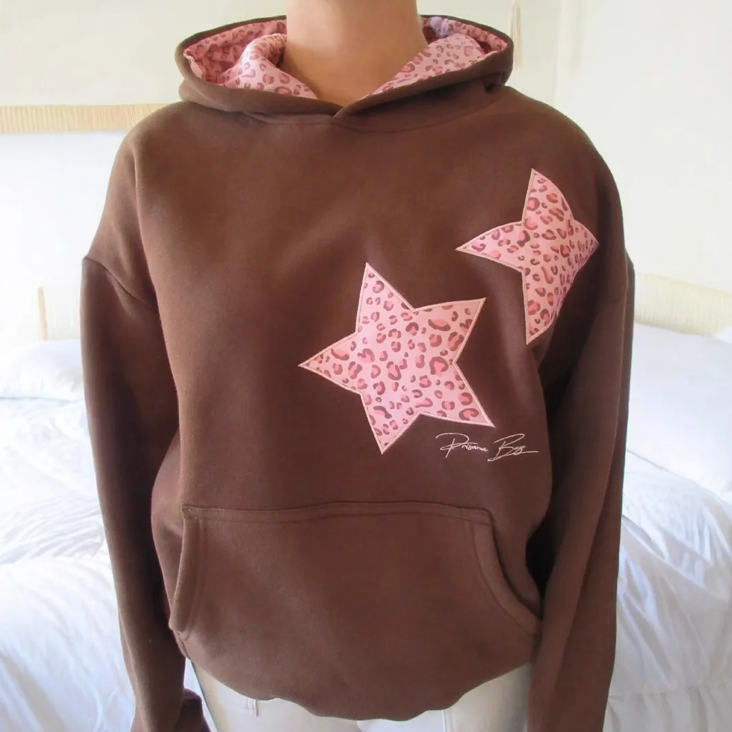 Leopard Star Girl Hoodie – Gray Hoodies & Sweatshirts - Image 9