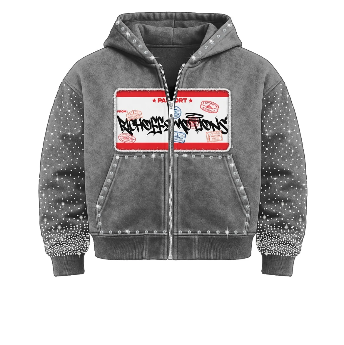 Rhinestone Molly Hoodie – Blue Hoodies & Sweatshirts - Image 11