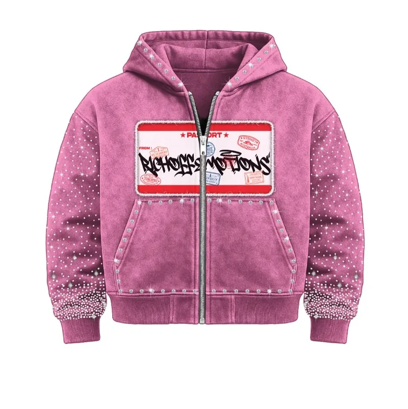 Rhinestone Molly Hoodie – Blue Hoodies & Sweatshirts - Image 3
