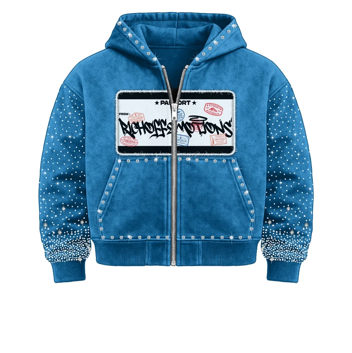 Rhinestone Molly Hoodie – Blue Hoodies & Sweatshirts - Image 7
