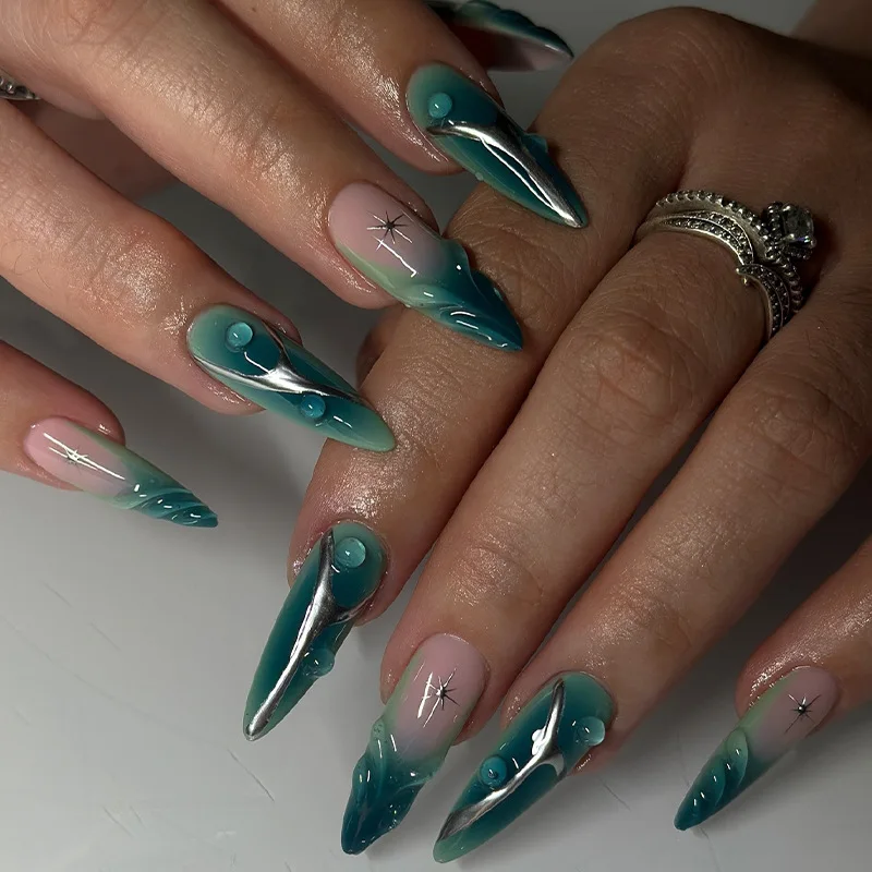 24pcs Blue Siren Nails – Nail Care