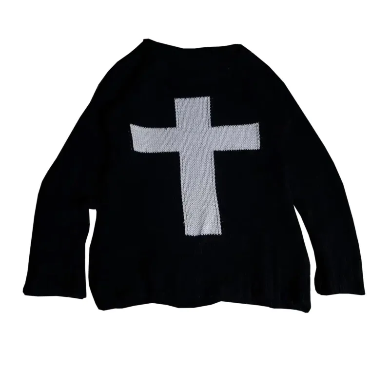 Retro Cross Tee – Black Sweaters