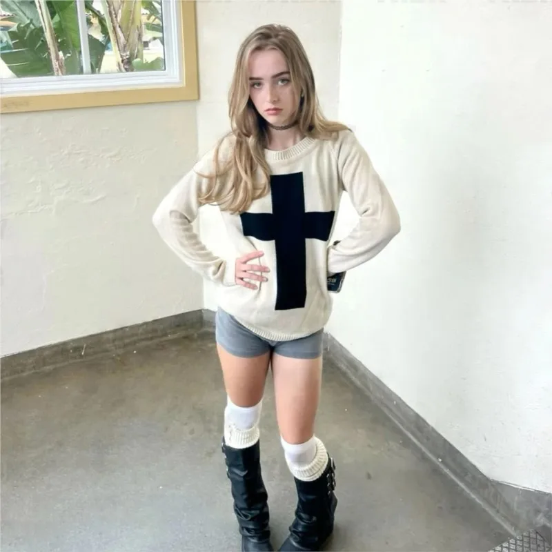 Retro Cross Tee – Black Sweaters - Image 3