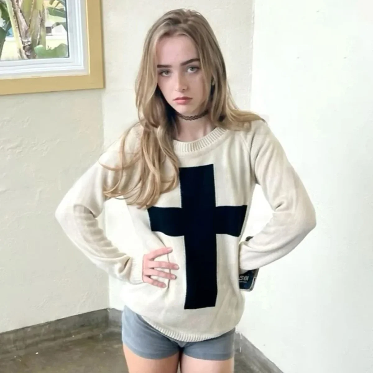 Retro Cross Tee – Black Sweaters - Image 6