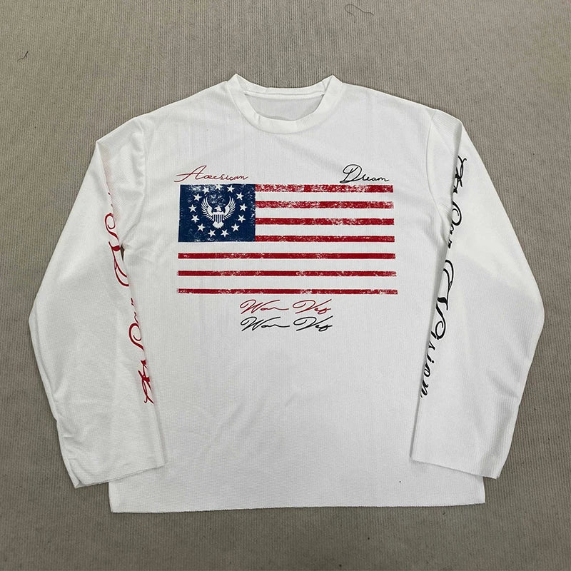 American Streetwear Long Sleeve Top – White - Image 4