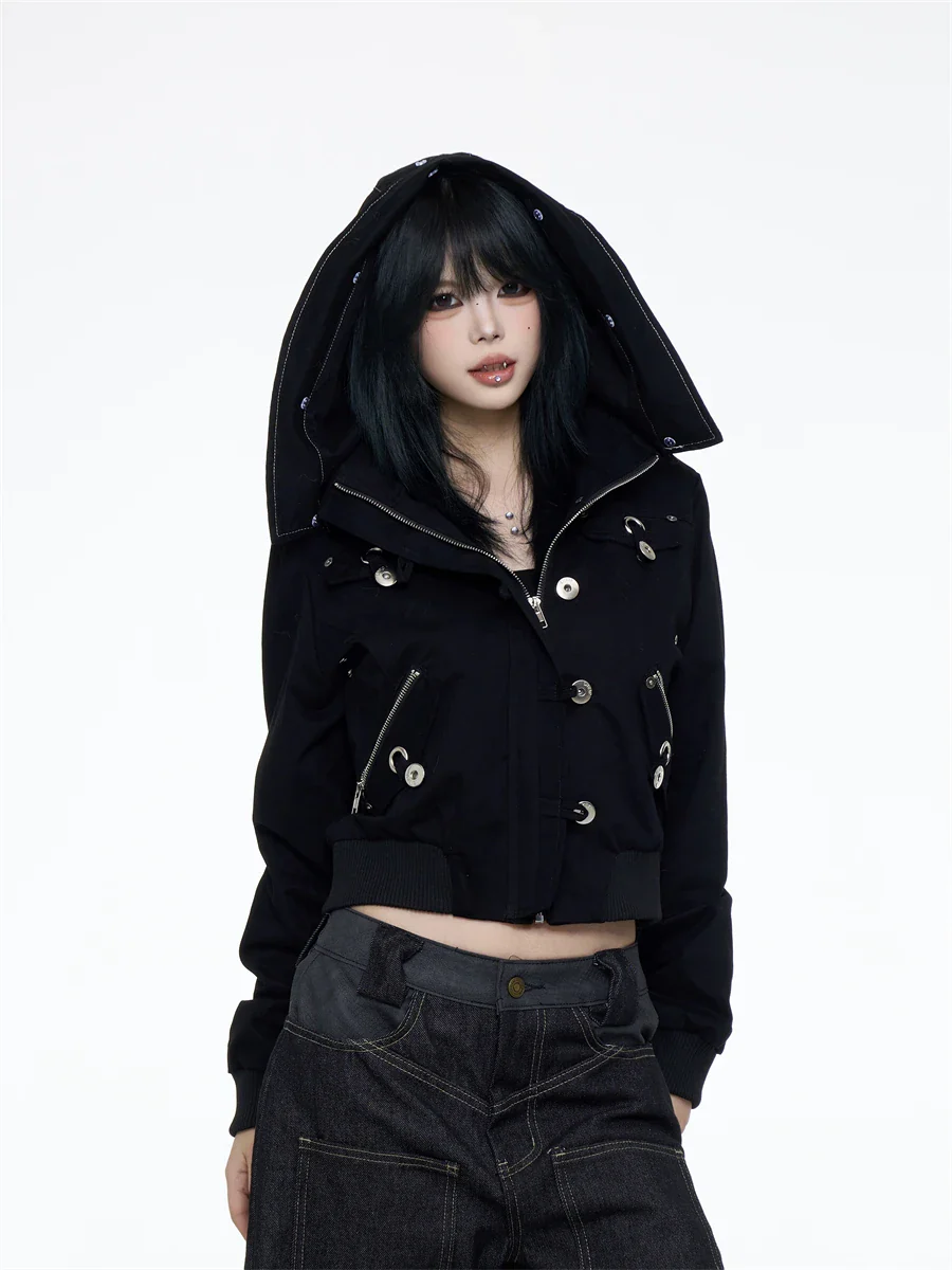Black Crop Parkas Jakcet – Tops