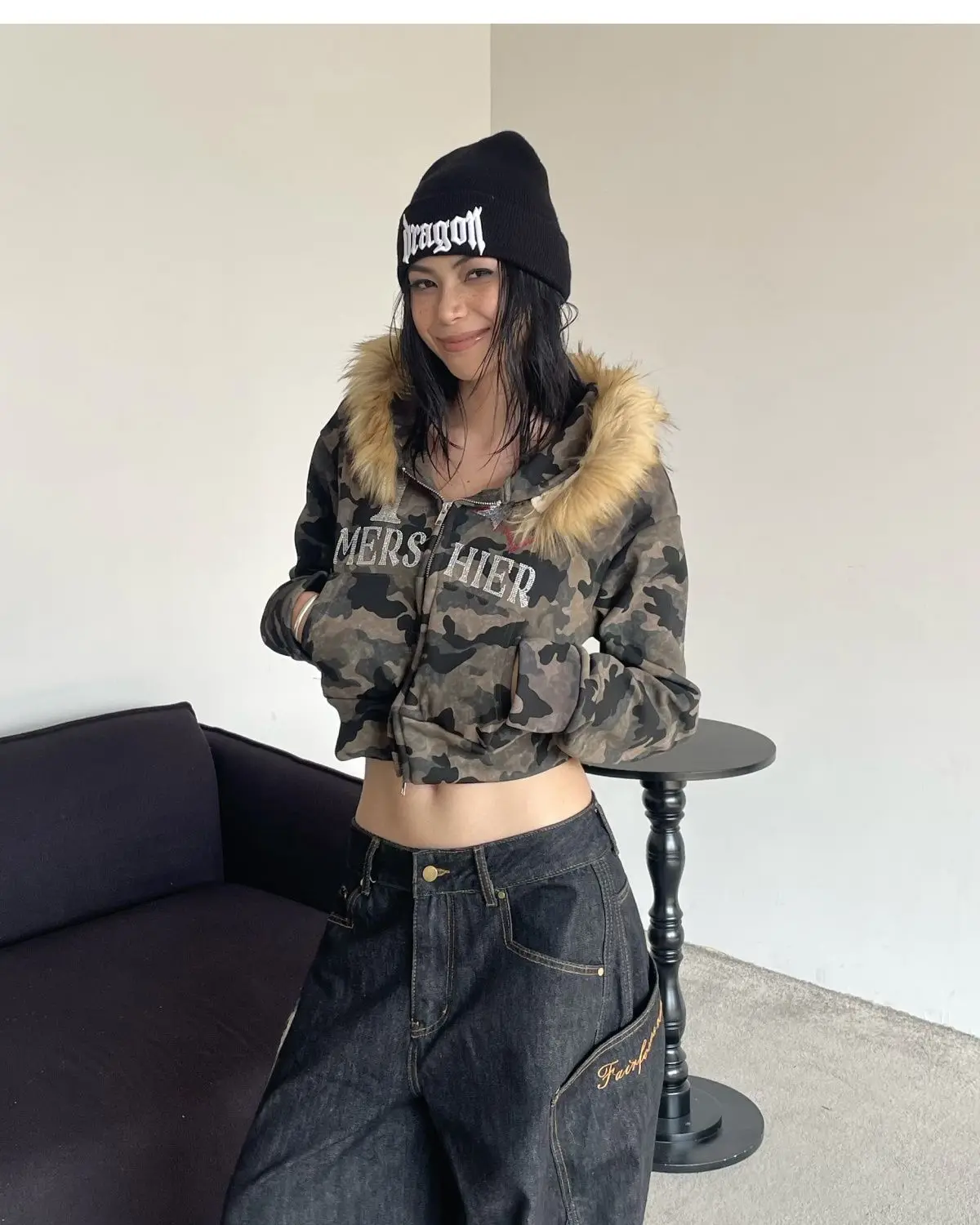 Camo Crop Hoodie – Hoodies & Sweatshirts - Image 4