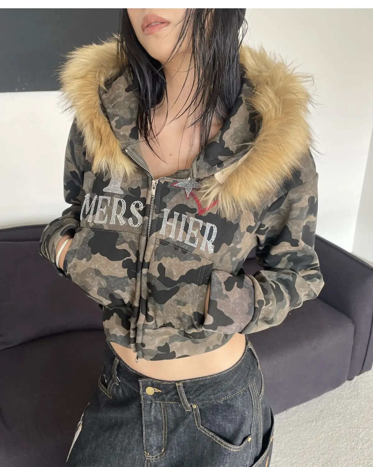 Camo Crop Hoodie – Hoodies & Sweatshirts - Image 7