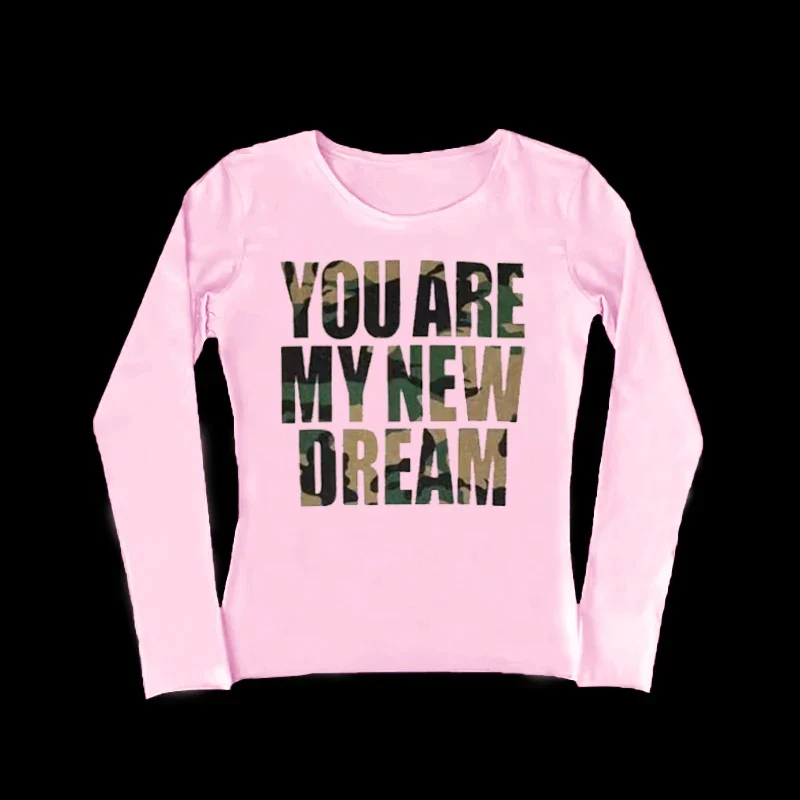 'You Are My New Dream' Camouflage T-shirt – Tops - Image 3