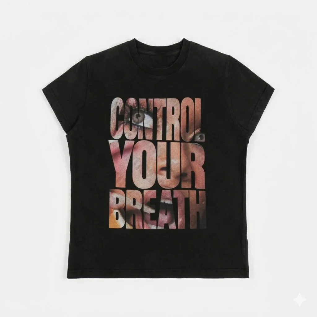 Control Your Breath Graphic Baby Tee – Light Blue Tops