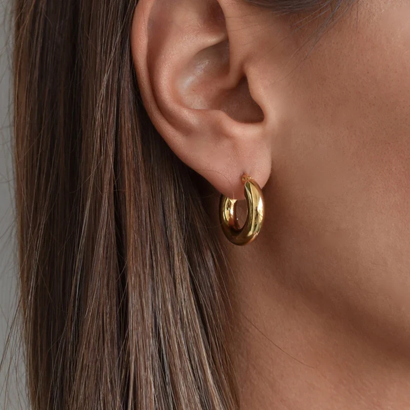 Tarnish Free 18k Gold Chunky Earrings - Image 5
