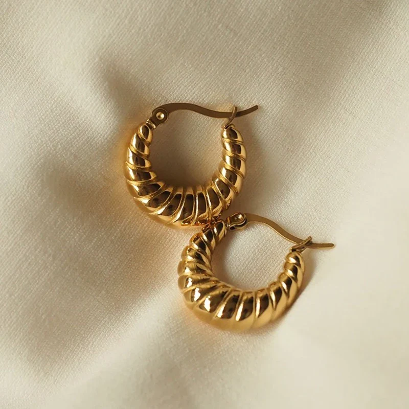 Tarnish Free 18k Gold Chunky Earrings - Image 7