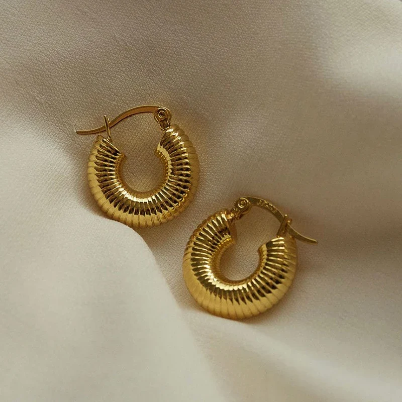 Tarnish Free 18k Gold Chunky Earrings - Image 9