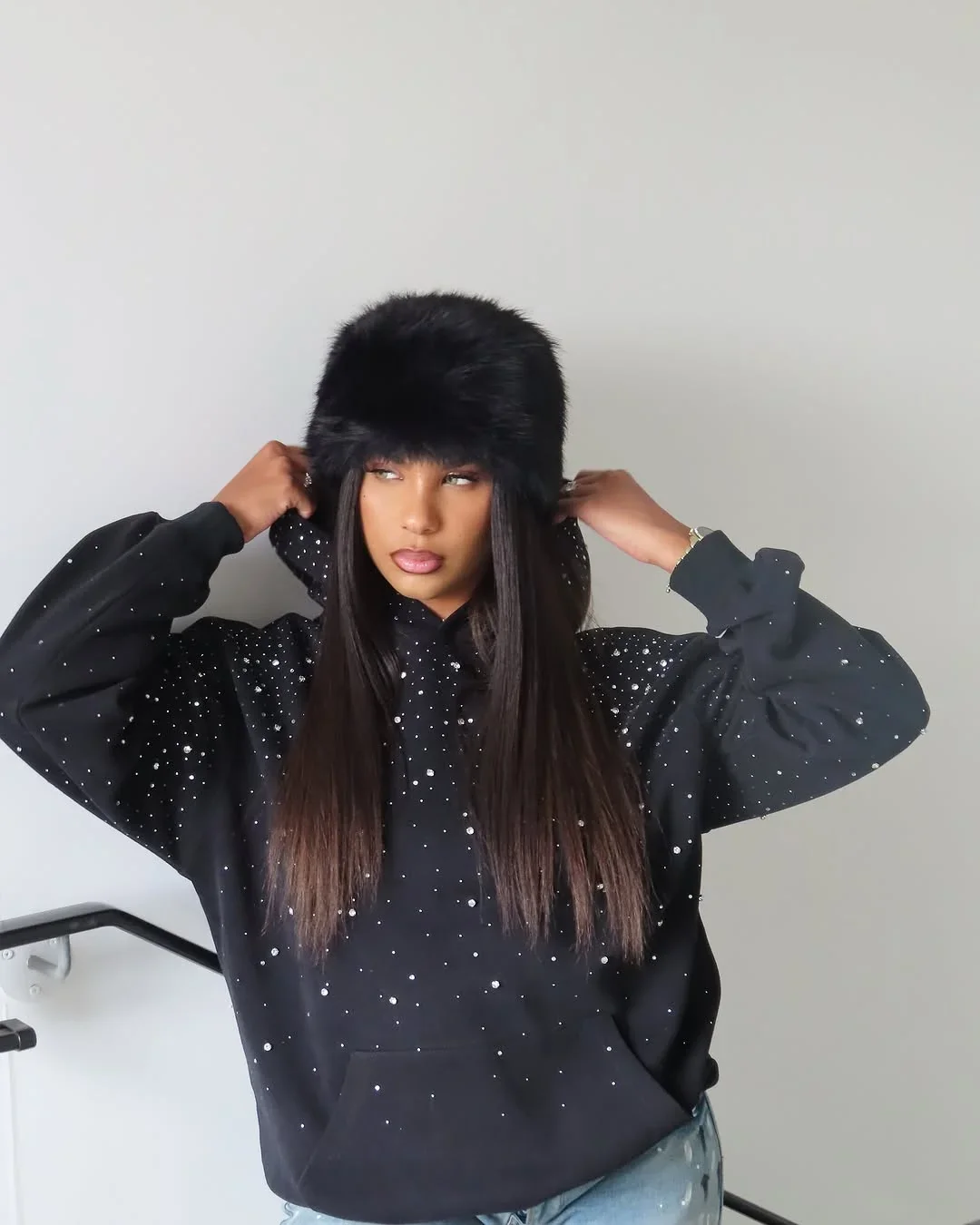 Rhinestone Hoodie – Dotted Hoodies & Sweatshirts