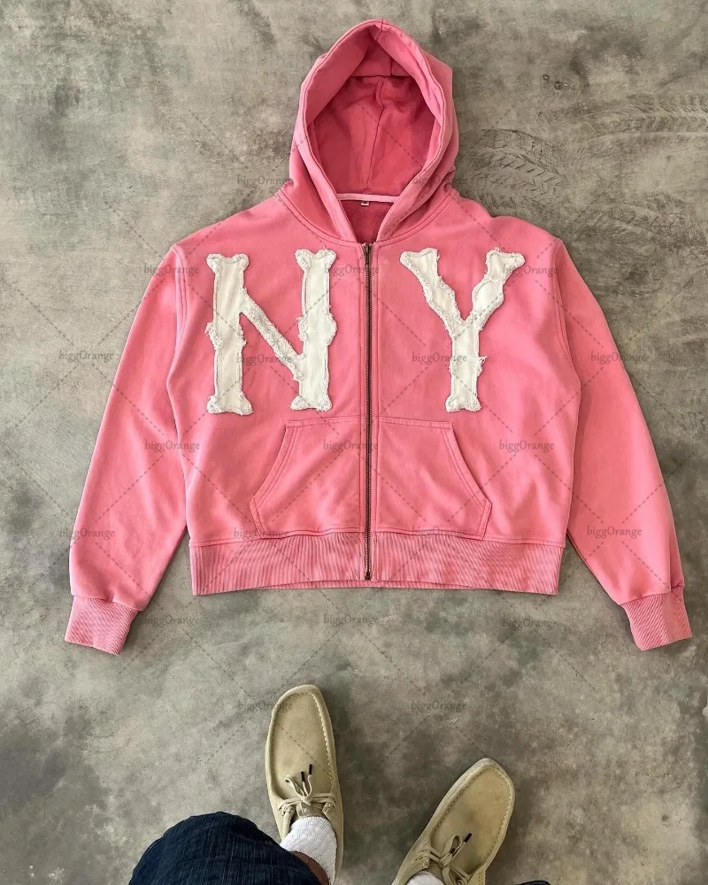 NY Zipper Sweatshirt – Pink Hoodies & Sweatshirts - Image 4