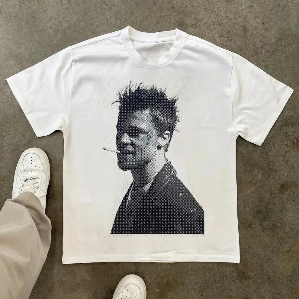 Brad Fight Club Graphic Tee – White T-Shirt