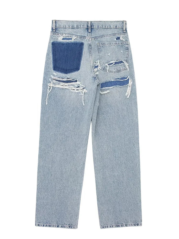 Patchwork Jeans – Blue