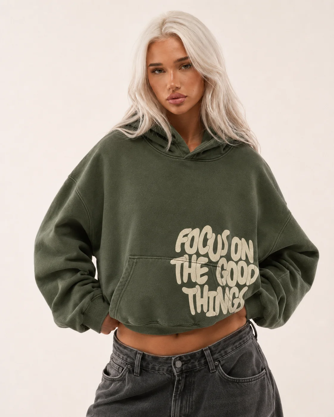 Focus On The Good Things Hoodie – Green Hoodies & Sweatshirts - Image 3