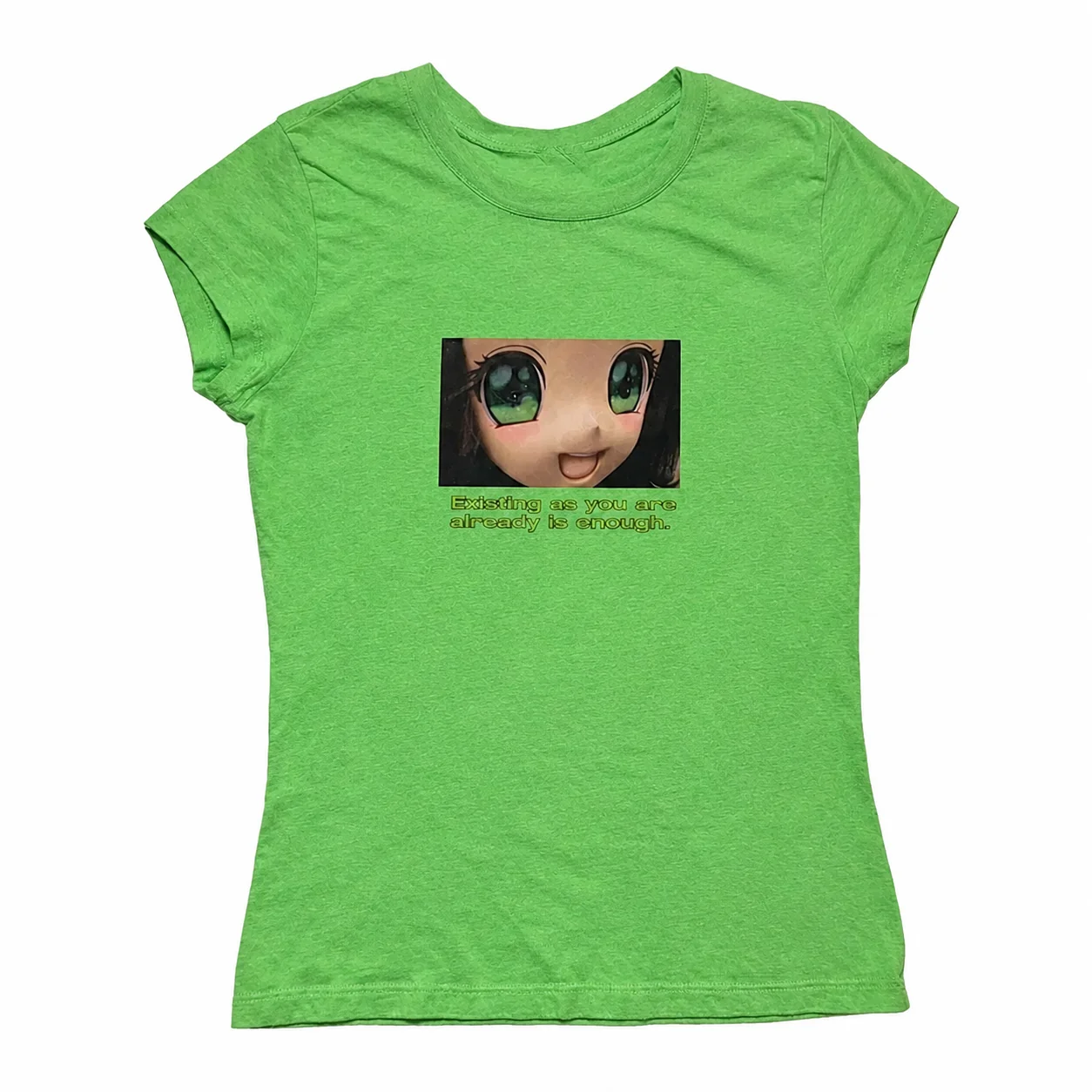 Green Y2K Anime Graphic Baby Tee – Tops - Image 2