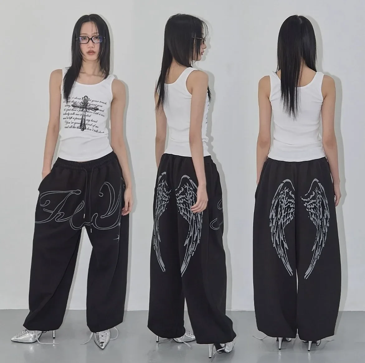 Angel Wings Graphic Breathable Pants – White Trousers & Joggers - Image 3