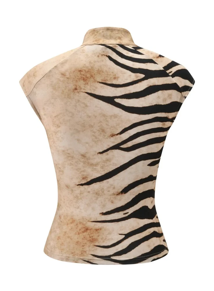Tiger Stripes Print Tank Top - Image 3
