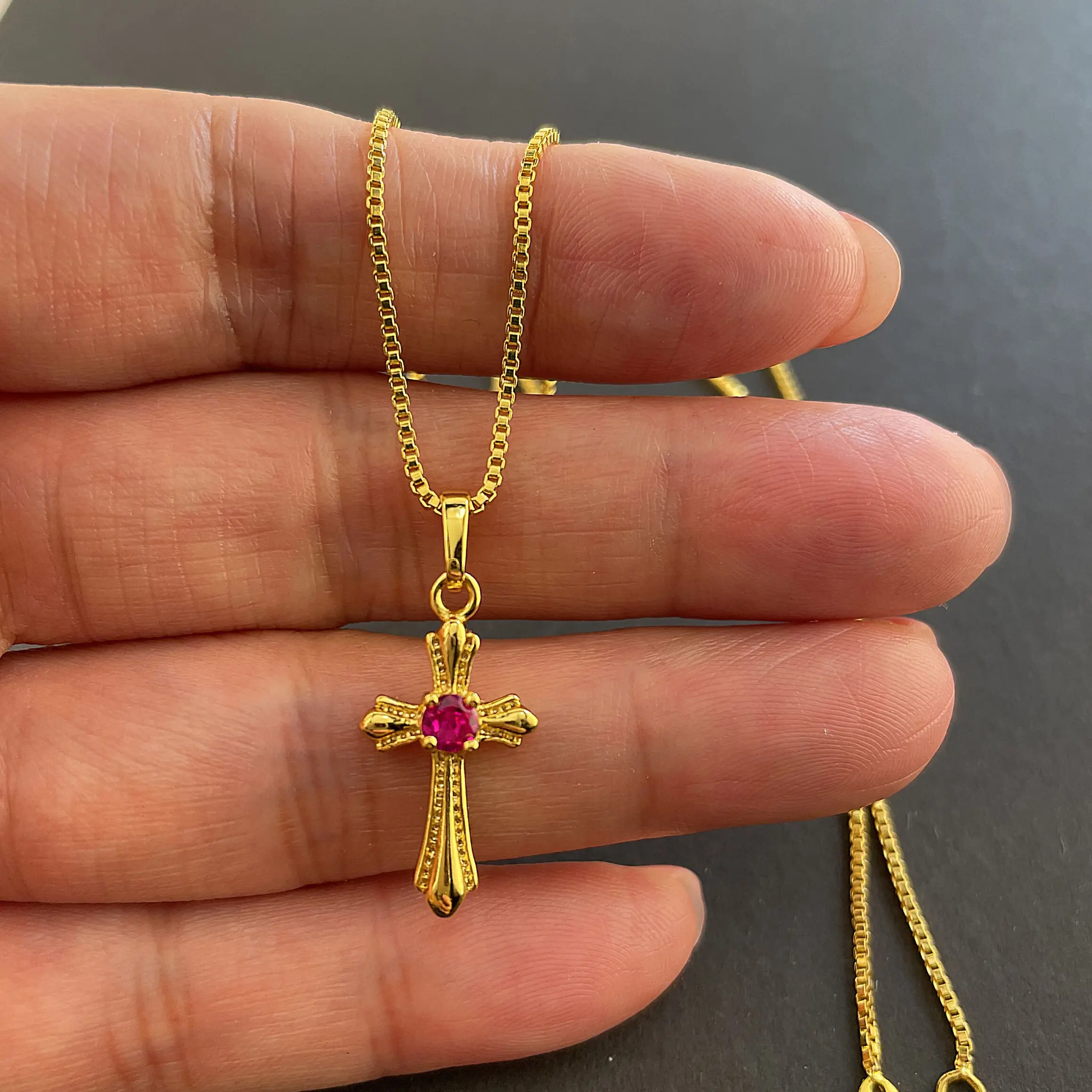 24K Gold Plating Cross Necklace - Image 3