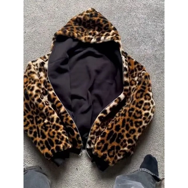 Leopard print plush zipper – Scarves - Image 4