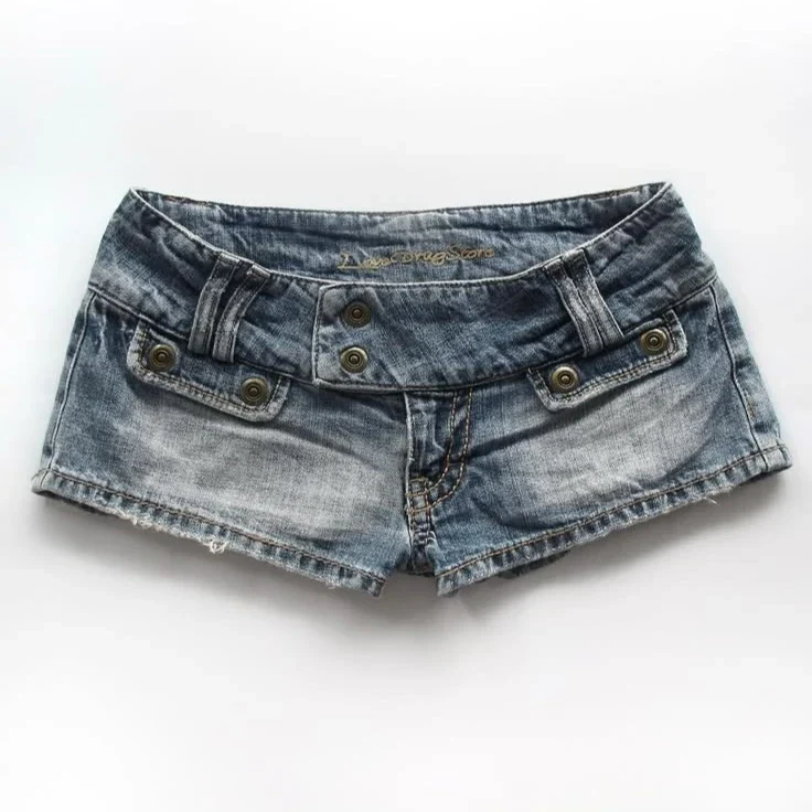 Low Waist Denim Shorts – Blue - Image 3