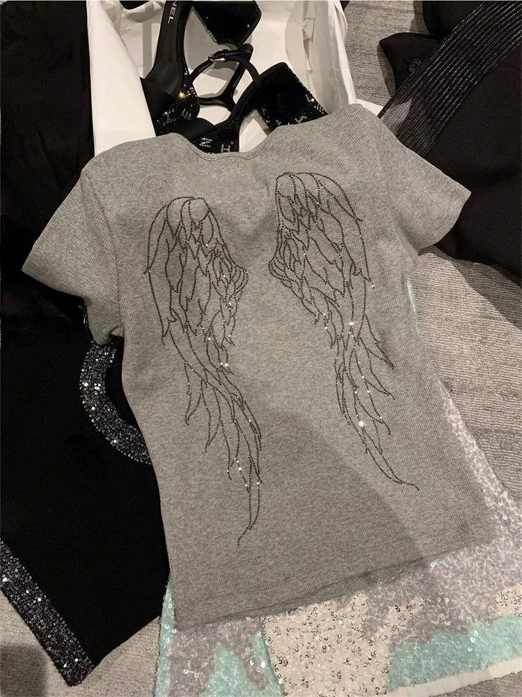 Y2K Angel Wings T Shirt – White T-Shirt - Image 2