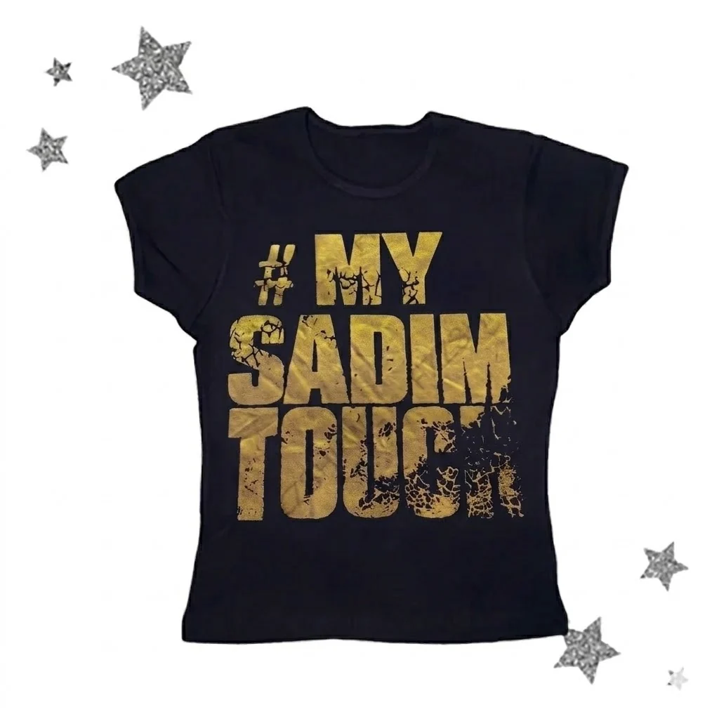 My Sadim Touch Graphic Baby Tee – Black Tops - Image 2