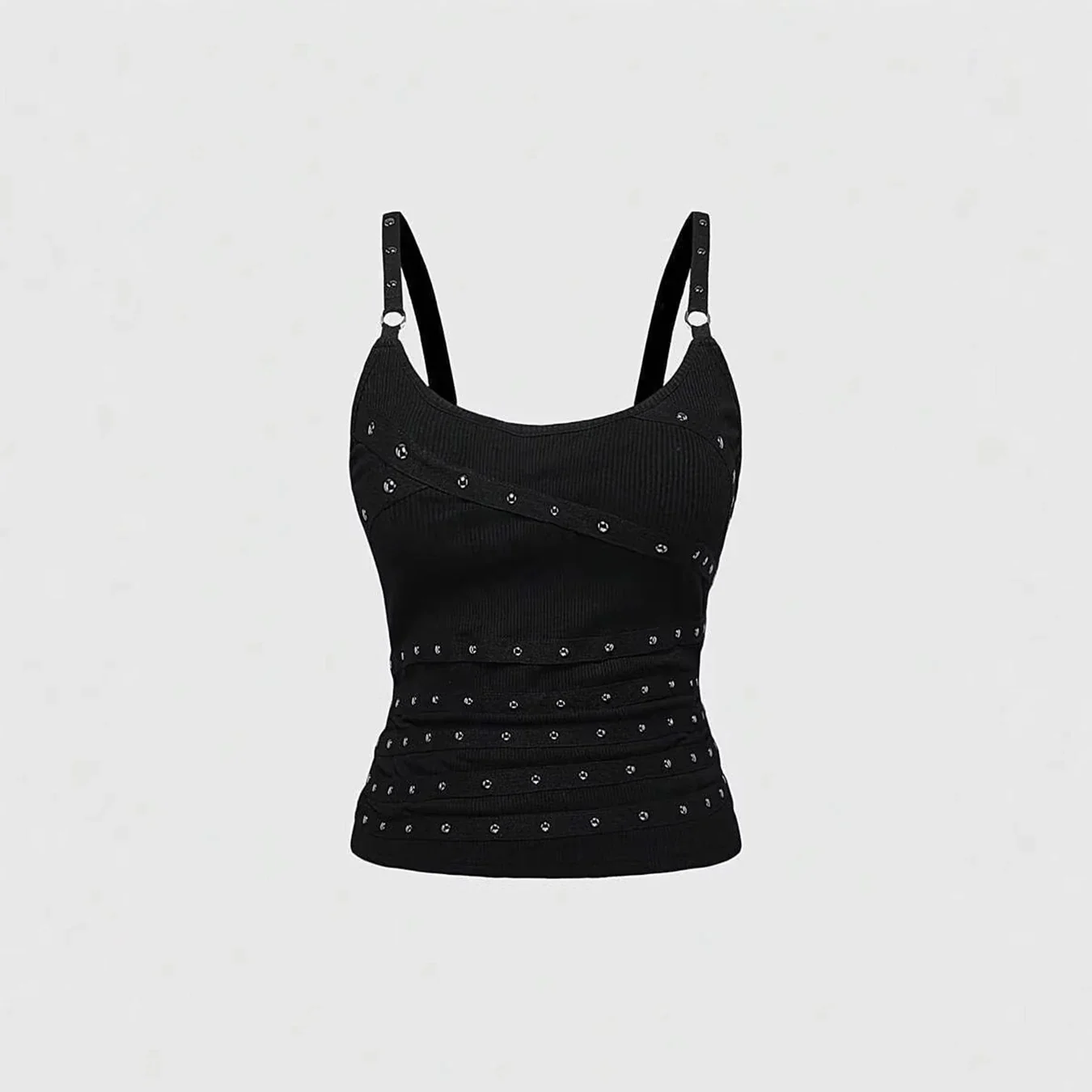 Lace Trim Cami Top – Black - Image 5