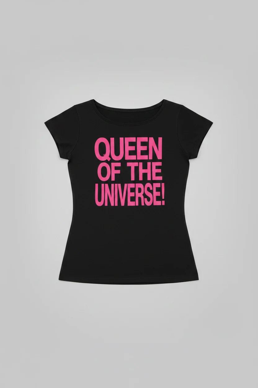 Queen Of The Universe Baby Tee – Black T-Shirt - Image 2