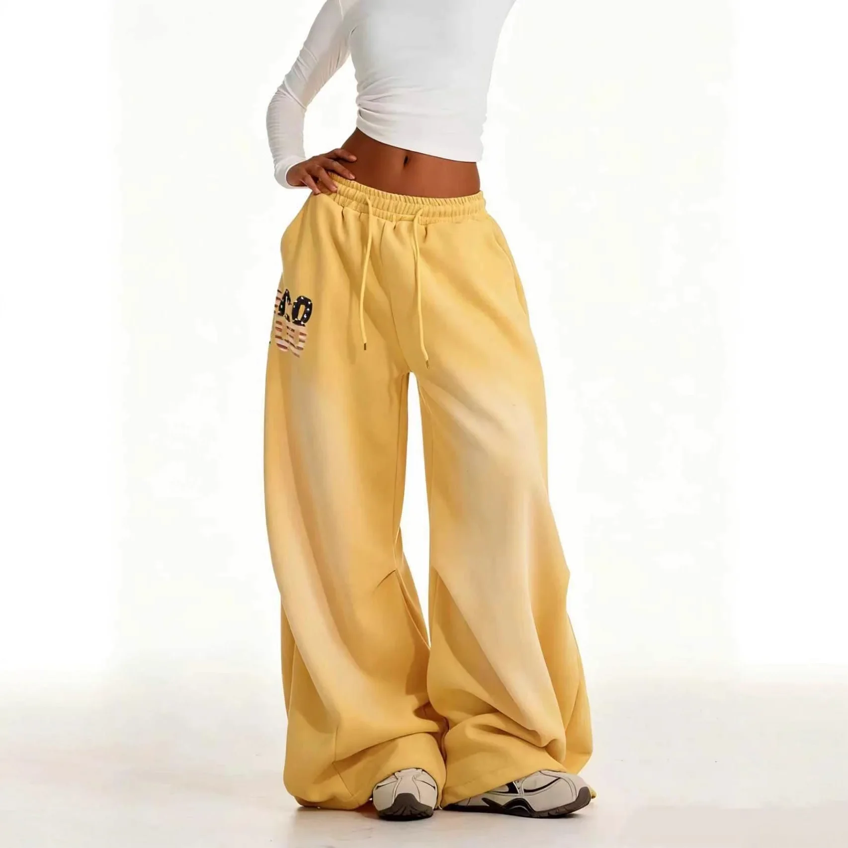 Retro Yellow Casual Sweatpants – Trousers & Joggers