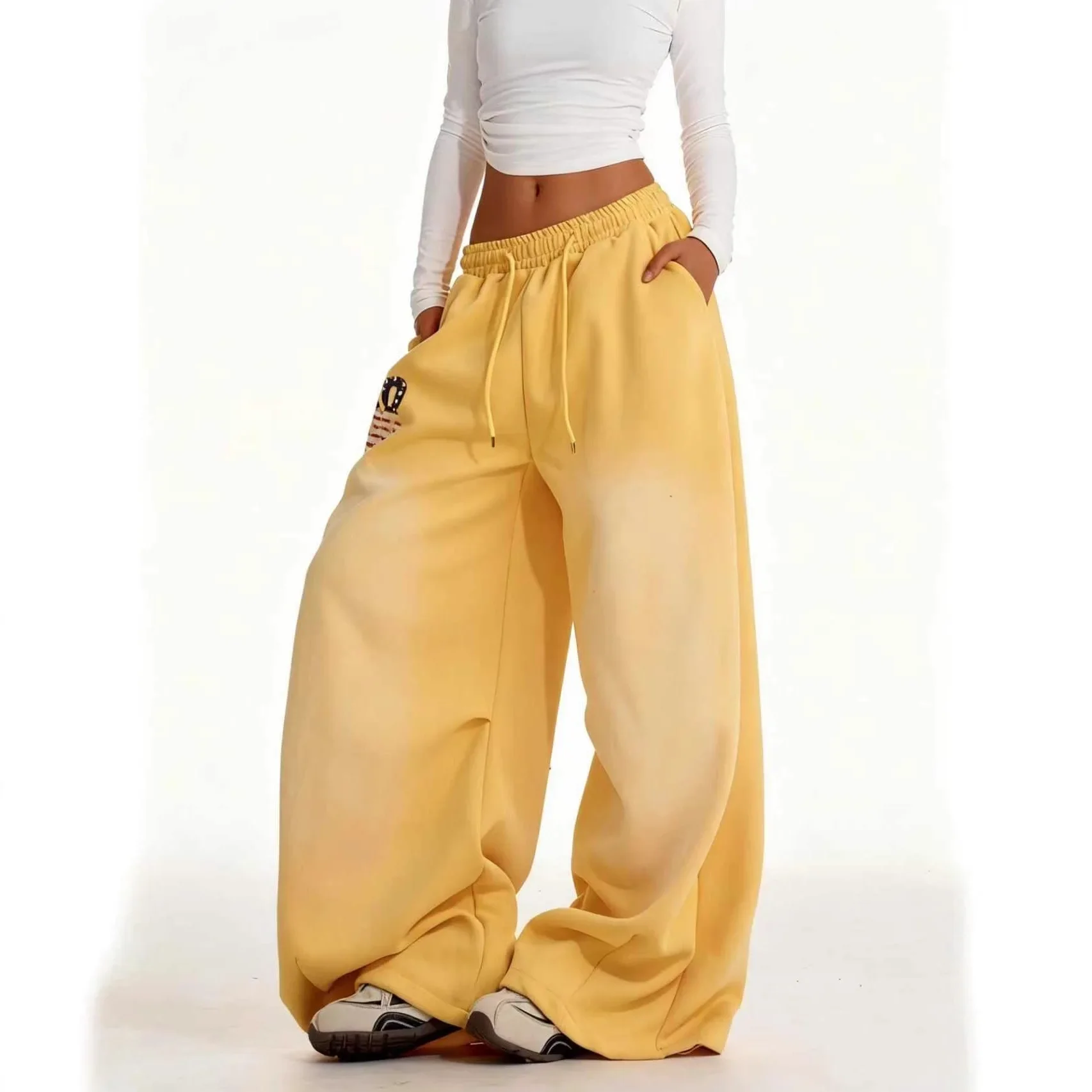 Retro Yellow Casual Sweatpants – Trousers & Joggers - Image 2