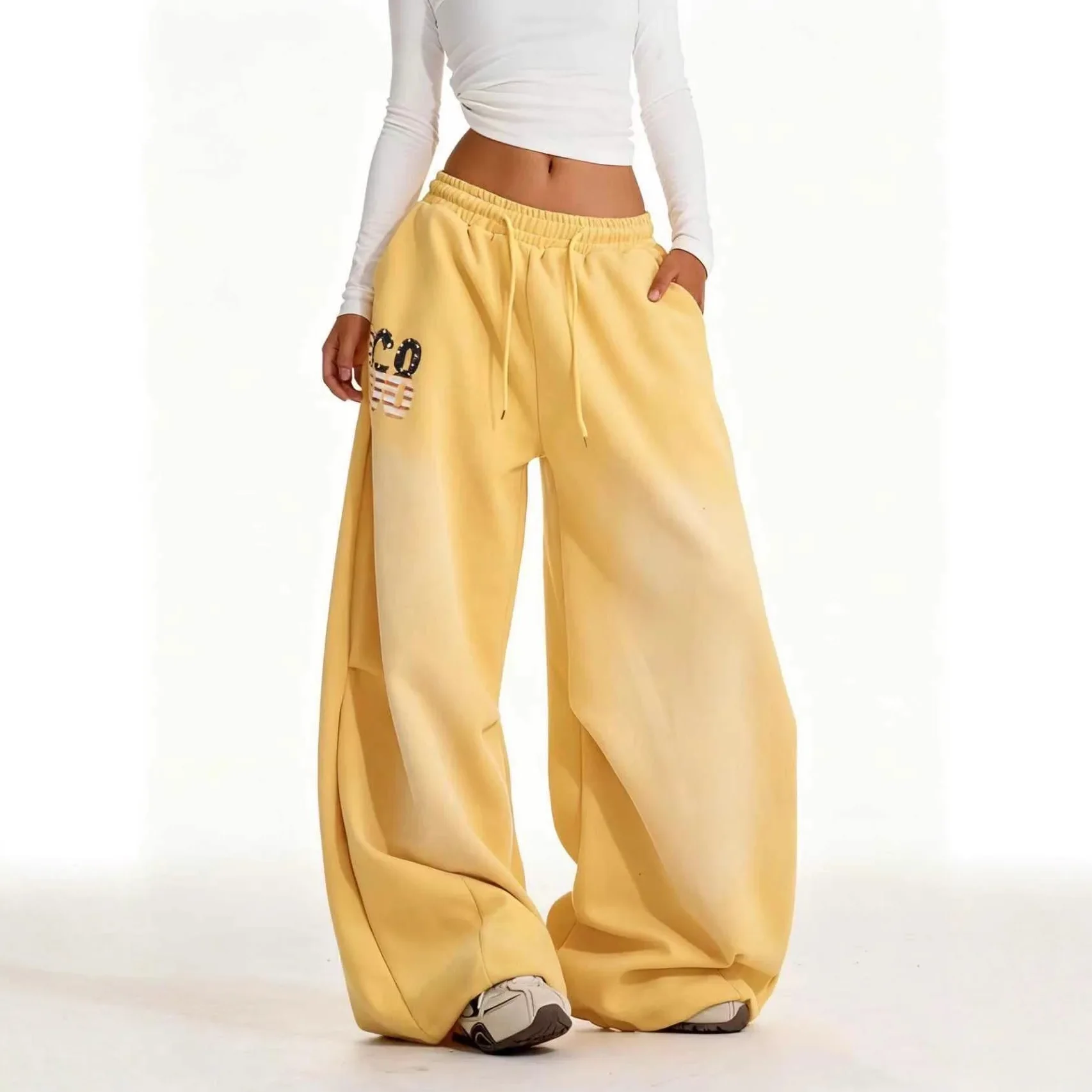Retro Yellow Casual Sweatpants – Trousers & Joggers - Image 3