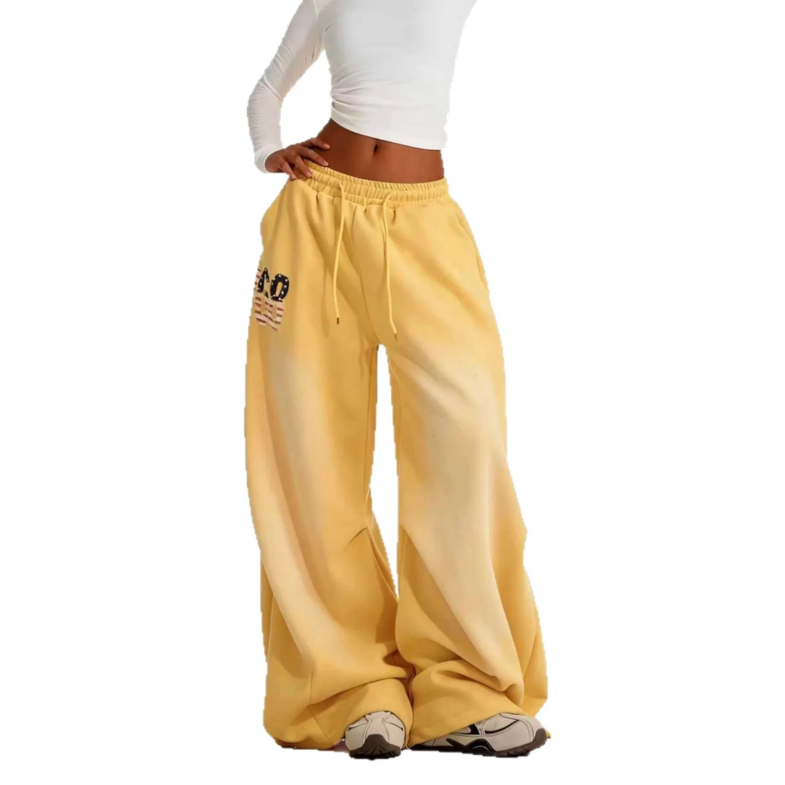 Retro Yellow Casual Sweatpants – Trousers & Joggers - Image 5