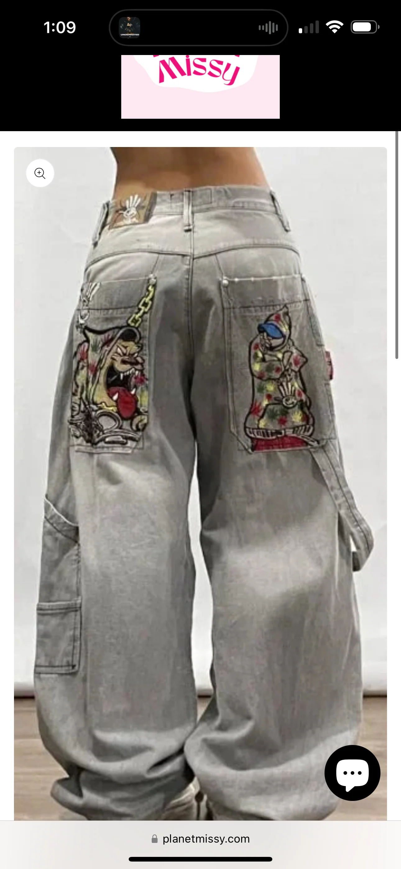 Graffiti Soul Baggy Jeans – Grey - Image 3