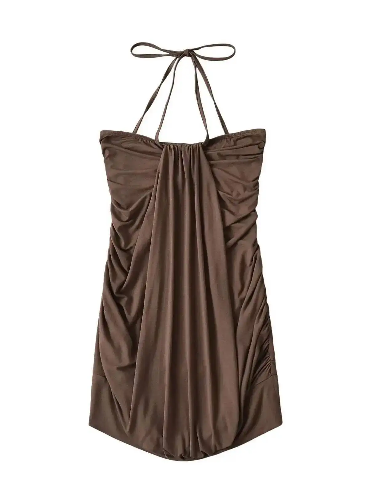Lace Up Neck Wrap Top/Dress – Gray Dresses - Image 3
