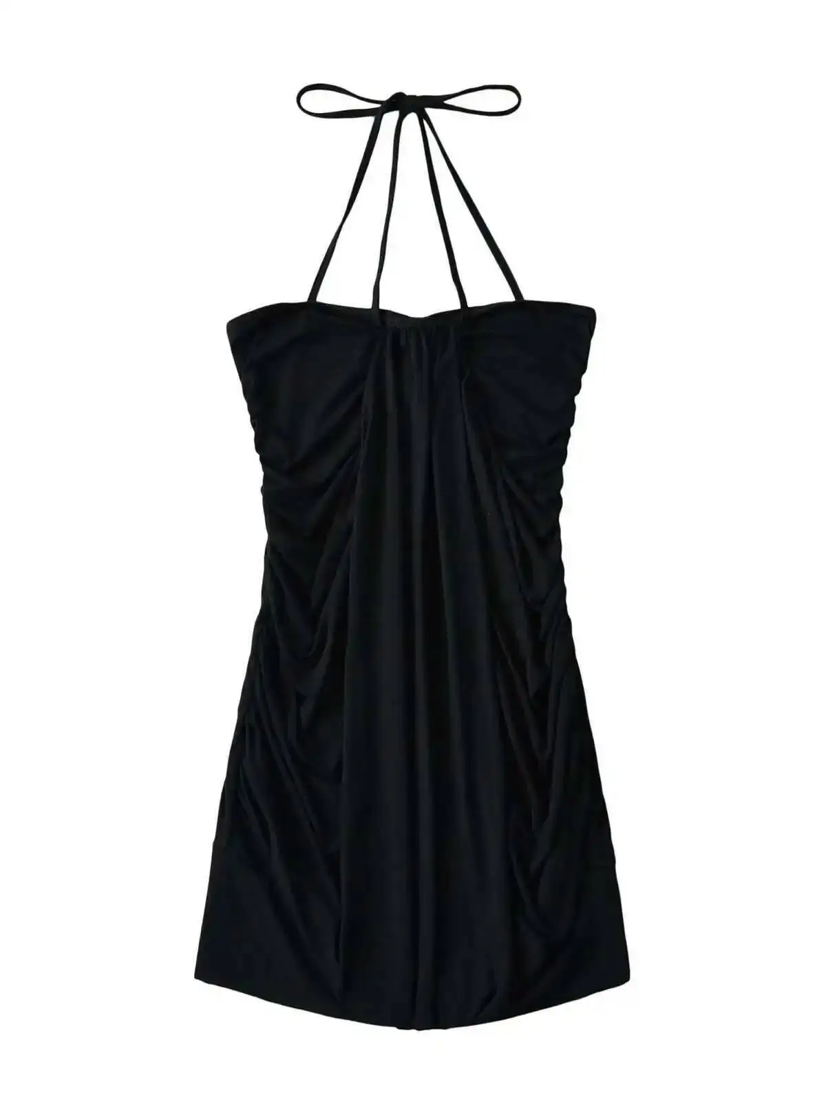 Lace Up Neck Wrap Top/Dress – Gray Dresses - Image 5