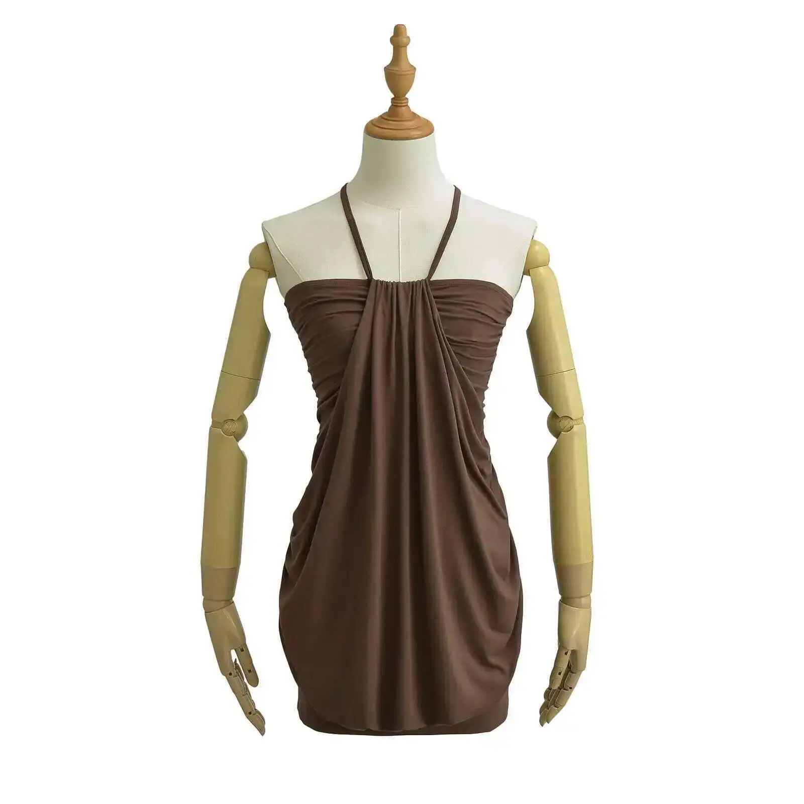 Lace Up Neck Wrap Top/Dress – Gray Dresses - Image 9