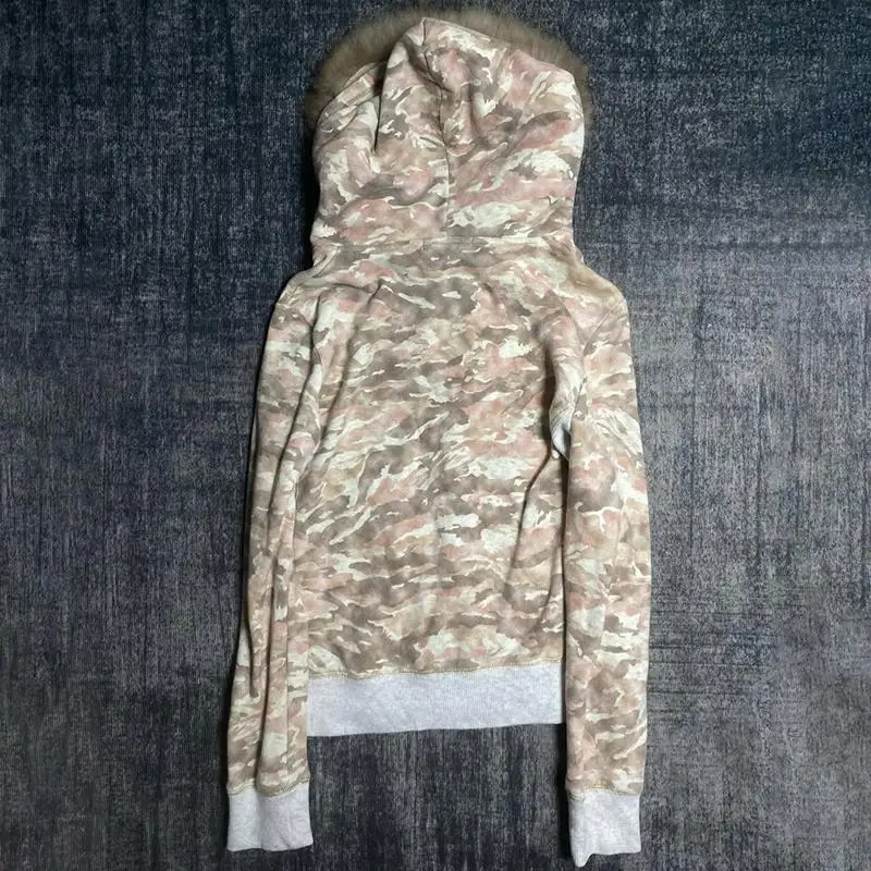 Faux Fur Collar Camouflage Jacket - Image 3