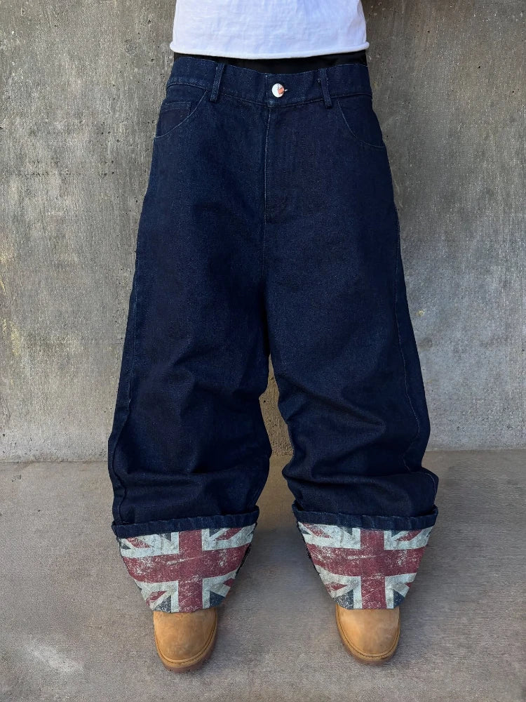 UK Flag Baggy Jeans – Blue - Image 5