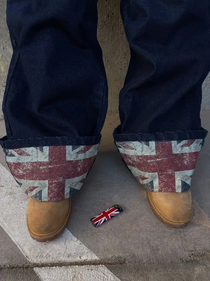 UK Flag Baggy Jeans – Blue - Image 7