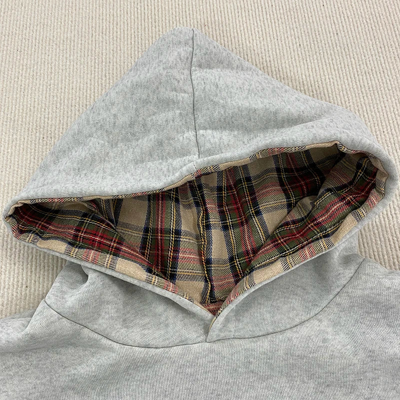 Plaid Print Loose Hoodie – Hoodies & Sweatshirts - Image 5