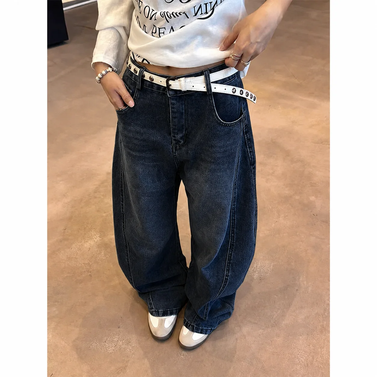 Vintage Printing Denim Trousers – Blue Jeans - Image 3