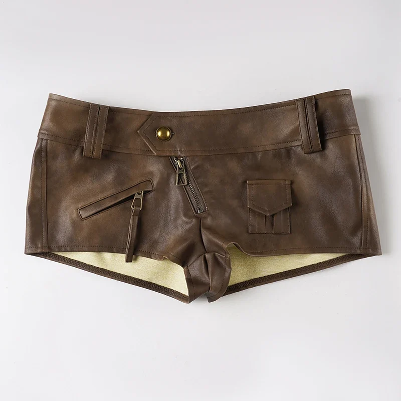 Brown Low-Waisted Shorts - Image 6