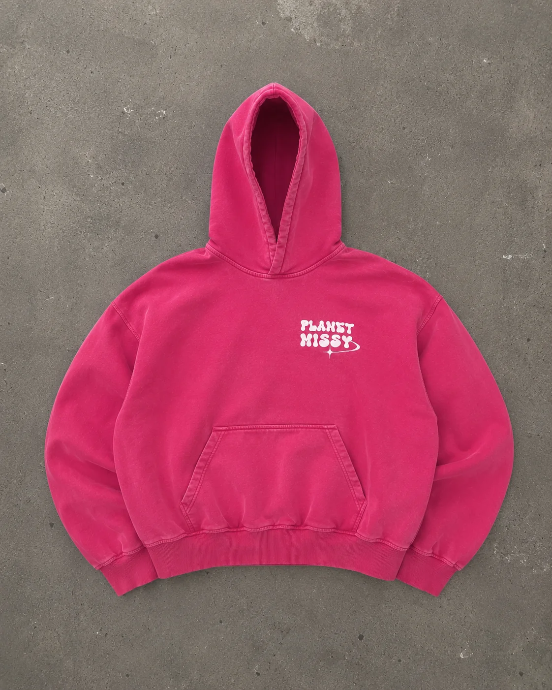 Vintage Washed Bubble Logo Hoodie – Hot Pink