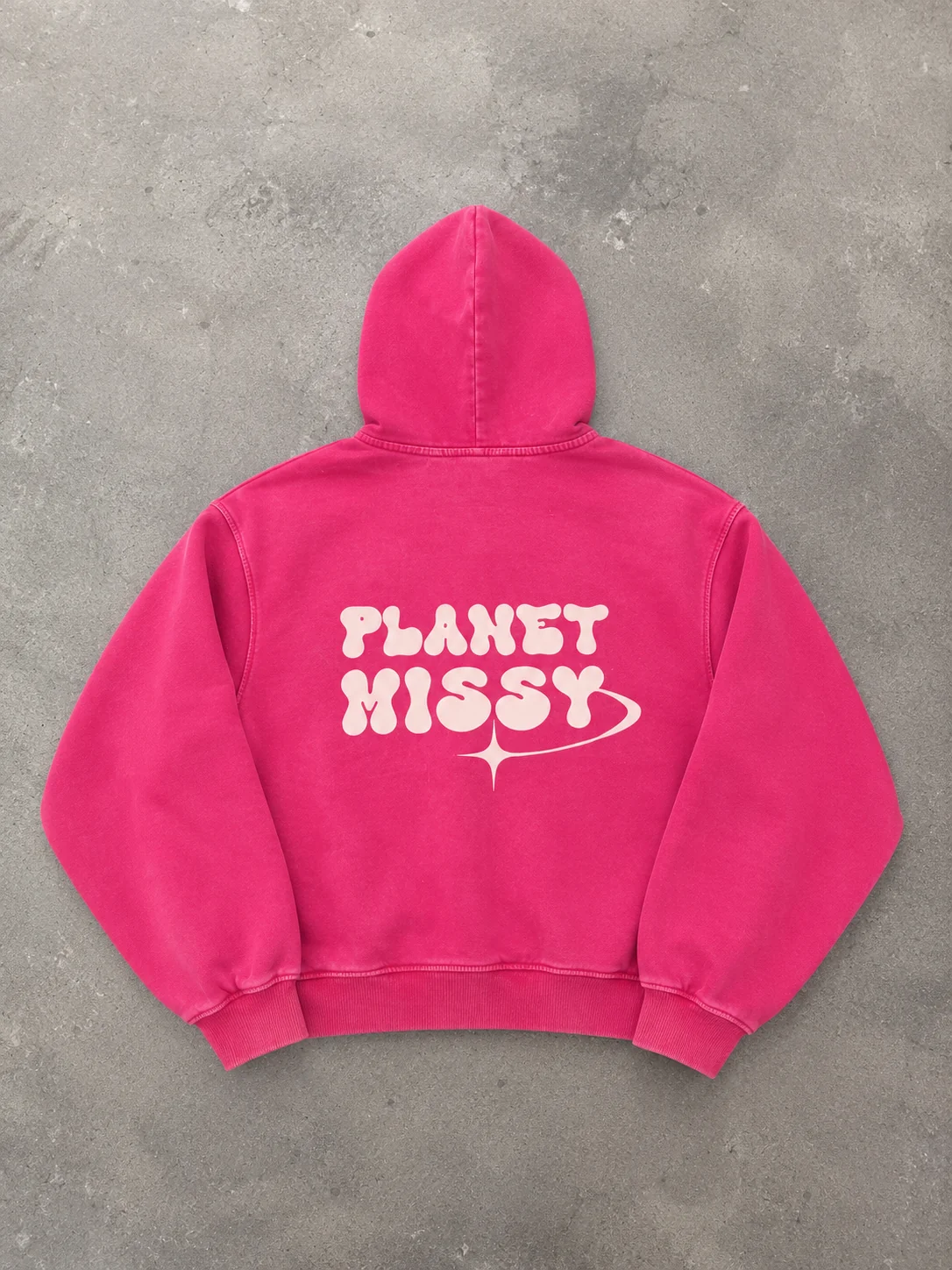 Vintage Washed Bubble Logo Hoodie – Hot Pink - Image 2